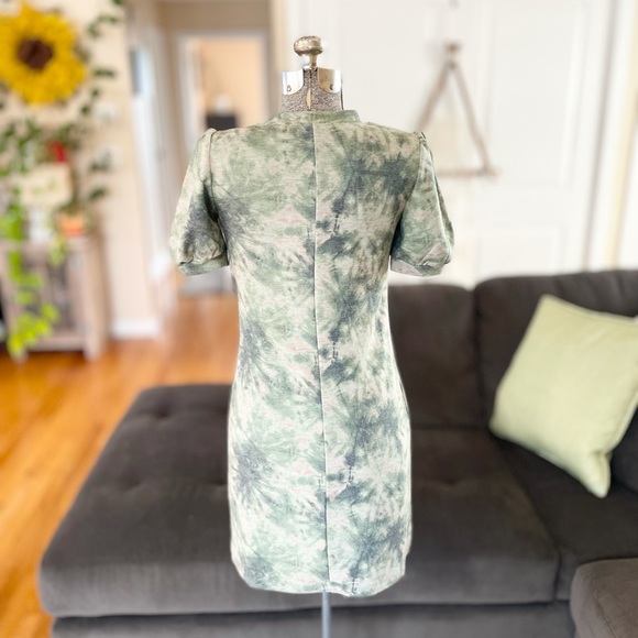 Tie dye extra small olive green & pink short sleeve crew neck mini dress - Picture 6 of 6
